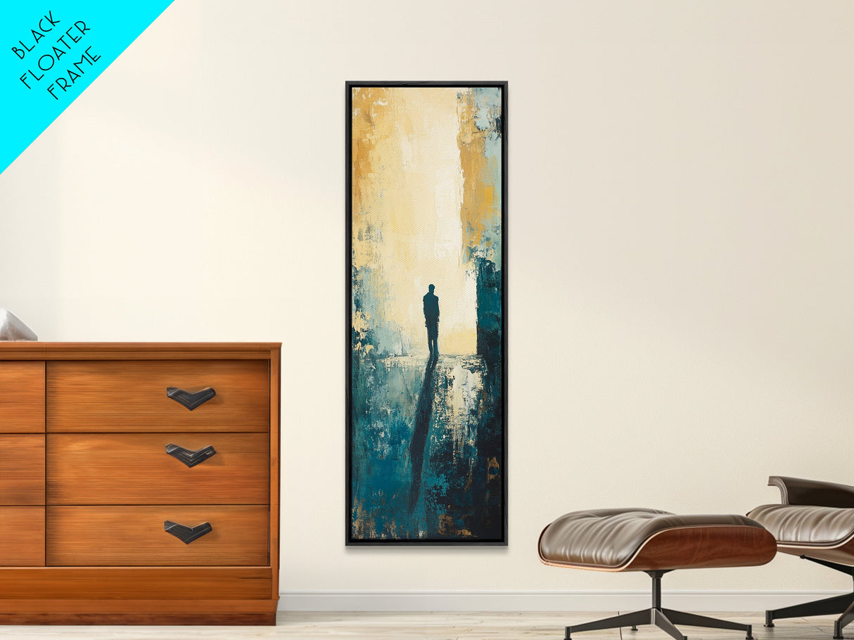 Lone Figure, Dark Romance Painting, Moody Art, Extra Wide Art, Wabi Sabi Art, Vintage Christmas, Framed Canvas Print