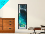 Teal wall art, hidden lagoon, ocean painting, moody art, coastal decor, framed canvas print, nautical art, above bed wall art