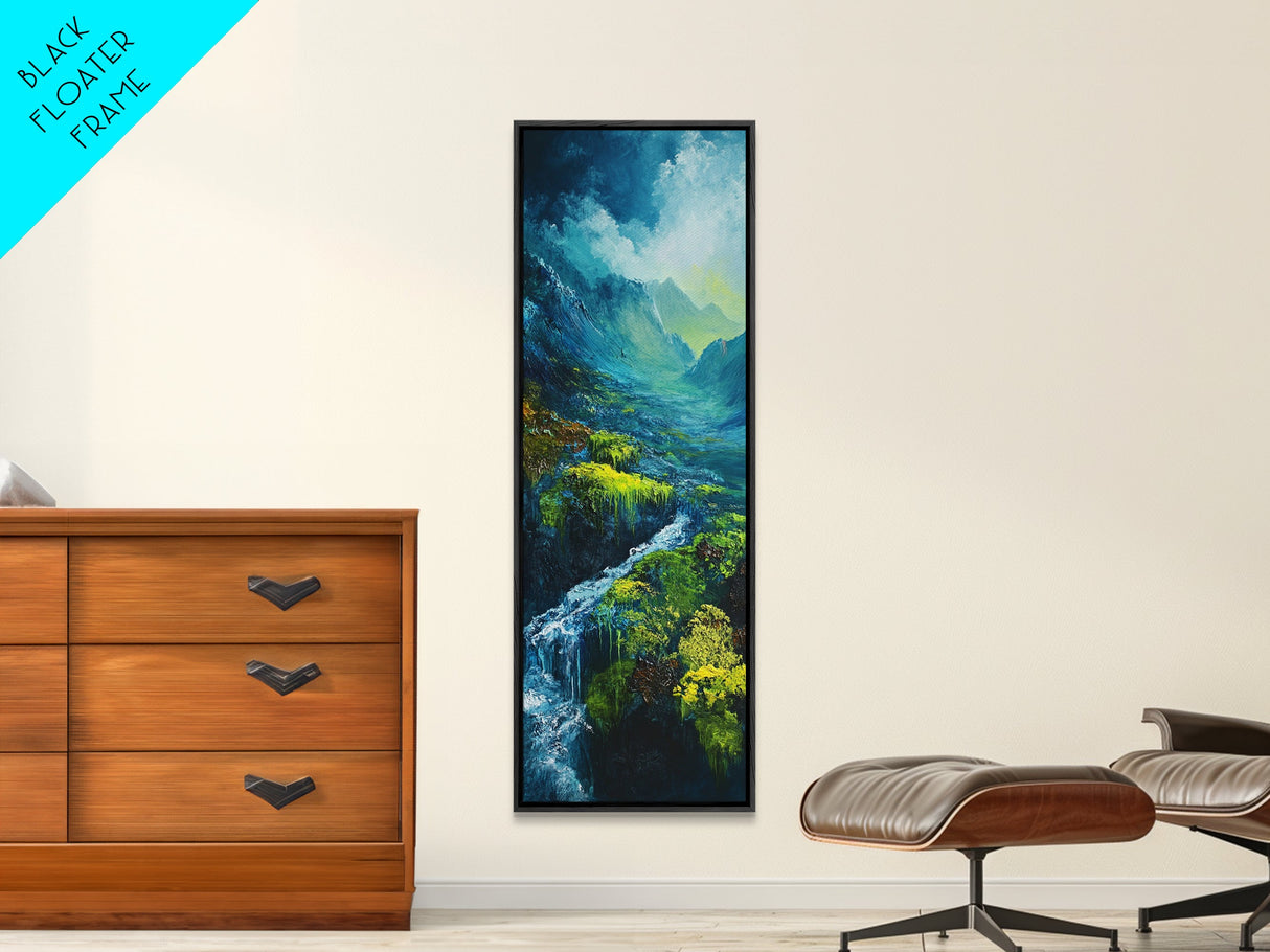 Ireland Painting, Framed Canvas Print, coastal decor, blue and green wall art, mountain painting, landscape painting, extra wide art