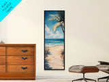 Tropical Beach, coastal painting, nautical decor, palm tree painting, Hawaii art, coastal cowgirl wall art, Framed Canvas Print
