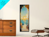 Sunset Cove, coastal painting, ocean view, seascape painting, nautical decor, coastal wall art, Framed Canvas Print