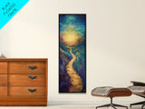 Golden Pathway, landscape painting, sunset painting, nature wall art, panoramic painting, scenic artwork, fall painting, Canvas Print