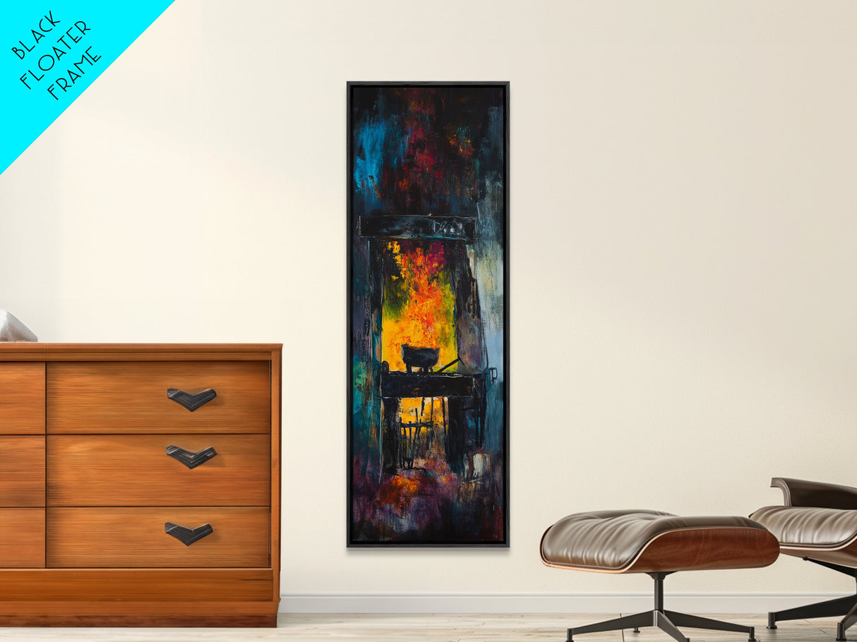 Witch cauldron, dark romance painting, moody art, gothic decor, black magic wall art, Halloween art, framed canvas print