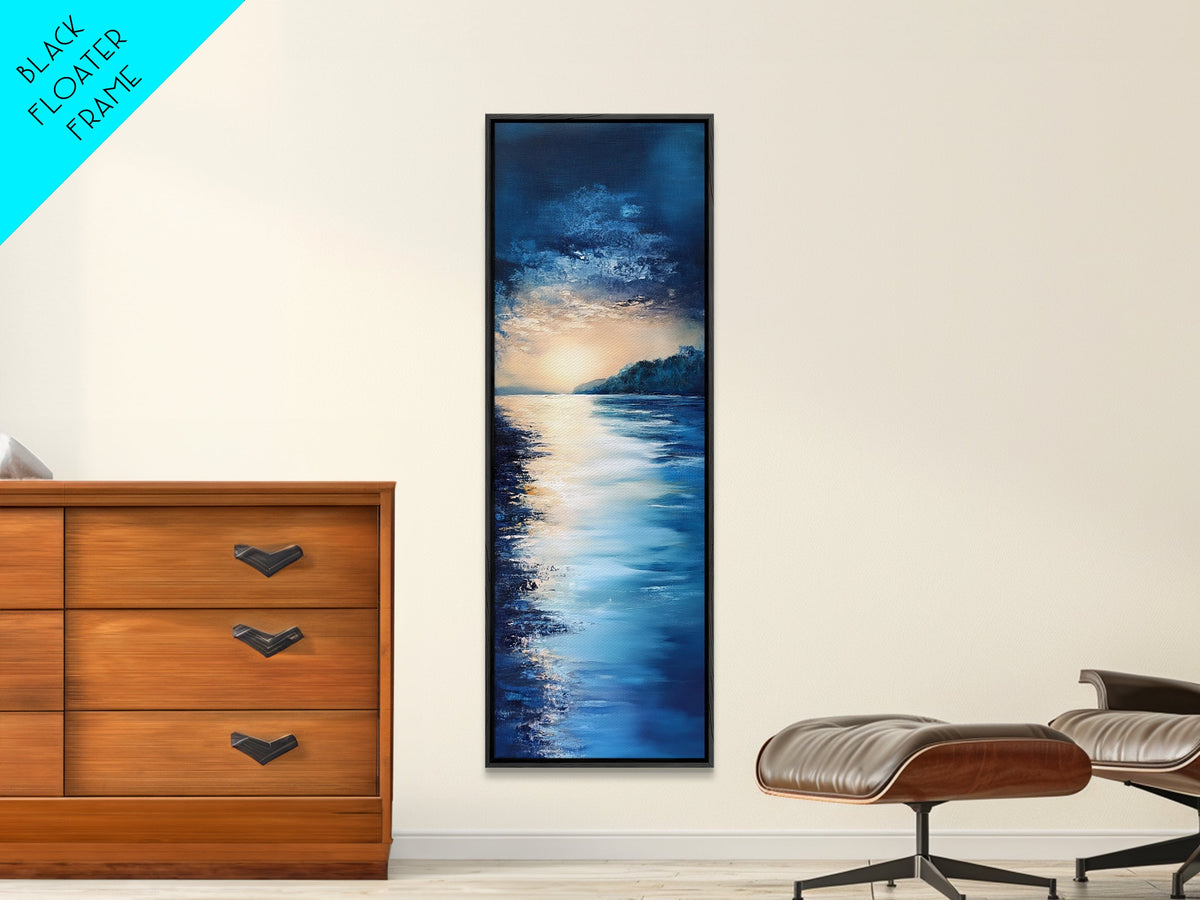 Sunset Over Water, Horizon Painting, Moody Art, Coastal Landscape Art, Guest Room Art, Nautical Decor, Canvas Print