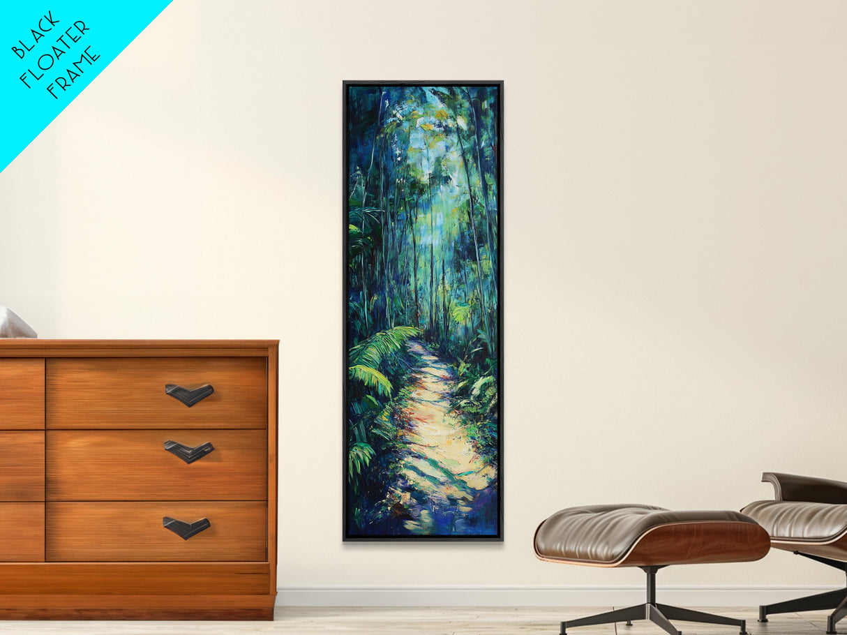 Jungle Pathway, Forest Painting, Moody Art, Botanical Prints, Nature Wall Art, Above Sofa Art, Tall Narrow Art, Canvas Print