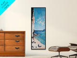 Seaside Cliff, painting morro bay, coastal wall art, framed canvas print, blue and green wall art, landscape painting, boho art