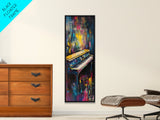 Abstract piano, music art, lofi art, moody art, framed canvas print, gift idea for her, dark romance painting, pink orange wall art