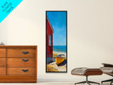Beach house, Nantucket painting, coastal landscape art, framed canvas print, nautical decor, seascape painting, farmhouse art