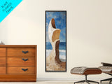 Surreal Beach Rock, coastal decor, wabi sabi art, abstract landscape painting, framed canvas print, above couch art