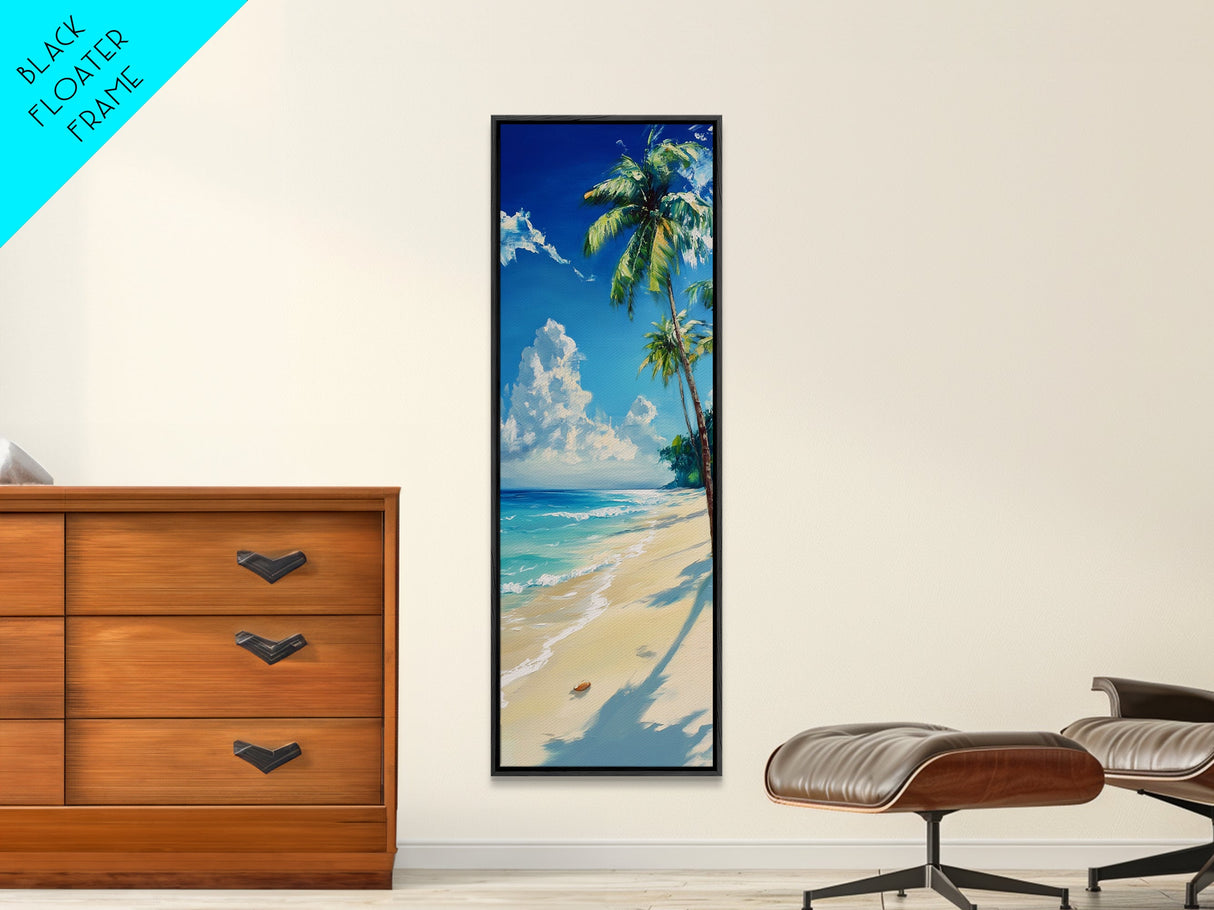 Palm Tree Beach, tropical decor, coastal cowgirl wall art, Hawaii art, framed canvas print, nautical painting, summer gift idea