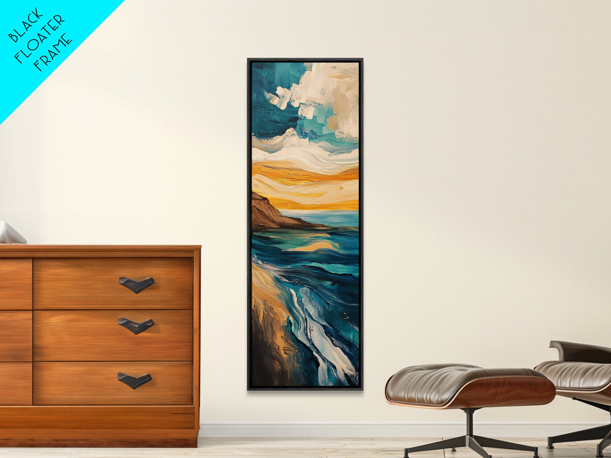 Ocean waves, coastal painting, nautical decor, surf wall art, abstract seascape painting, horizontal wall art, canvas print