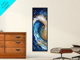 Ocean Wave, coastal decor, nautical painting, seascape painting, blue and green wall art, extra wide art, Canvas Print