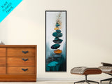Zen Stones, minimalist art, zen wall art, wabi sabi art, sage green wall art, extra wide art, tall narrow art, Canvas Print, boho art