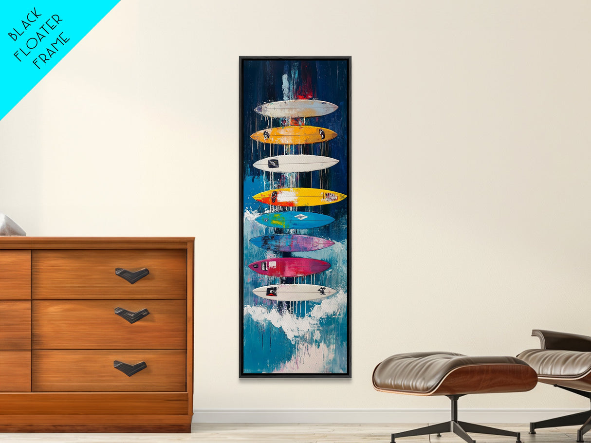 Surfboard Art, Coastal Decor, Framed Canvas Print, Surf Wall Art, Nautical Painting, Beach House Art, Living Room Art