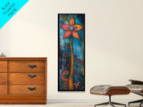 Vibrant Flower, botanical prints, pink orange wall art, boho art, whimsical art, tall narrow art, framed canvas print