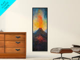 Erupting Volcano, landscape painting, moody art, fiery art, dramatic wall art, southwest wall art, framed canvas print, rustic decor