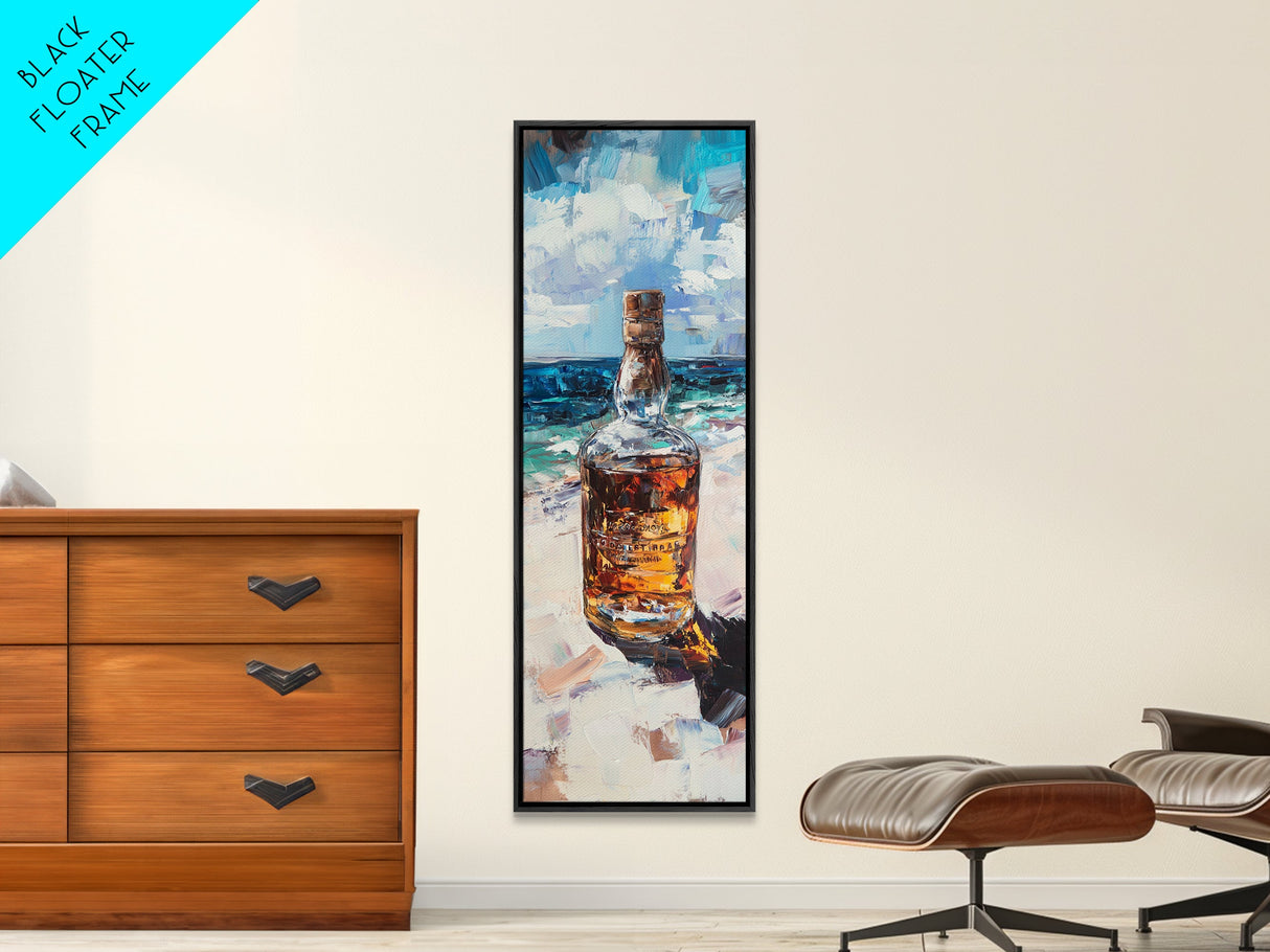 Whiskey Bottle, Espresso Martini Wall Art, Cocktail Art, Moody Art, Rustic Art, Gift Idea for Him, Framed Canvas Print, Bar Wall Art