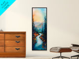 Autumn River, mountain painting, pine tree art, framed canvas print, landscape painting, rustic wall art, above couch art, fall decor