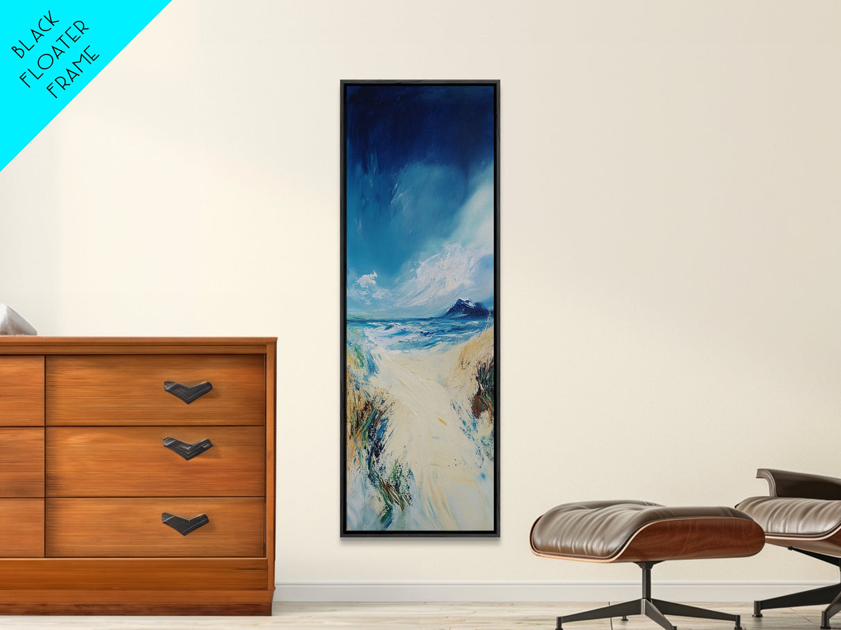 Windy Dunes, coastal landscape art, framed canvas print, nautical decor,  Ireland painting, beach house wall art
