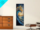 Ocean Wave Art, Surf Wall Art, Coastal Decor, Framed Canvas Print, Nautical Painting, Moody Art, Extra Wide Art, Seascape Painting