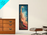 Fantasy Moon, Ozymandias art, dark romance painting, moon oil painting, moody art, framed canvas print, tall skinny art