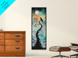 Raven Moon, dark angels wall art, framed canvas print, moody art, witch painting, gothic art, above bed wall art, celestial painting