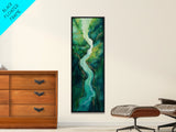 Emerald River, sage green wall art, framed canvas print, minimalist art, extra wide art, rustic decor, long narrow art