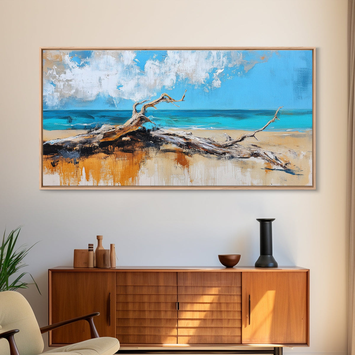 Seaside Driftwood, Nautical Wall Art, Rustic Decor, Coastal Wall Art, Beach House Art, Extra Wide Art, Canvas Print, Horizontal Wall Art