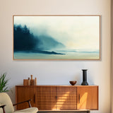 Misty Forest, smoky mountain art, pine tree art, moody art, wabi sabi wall art, green wall art, bedroom art, Framed Canvas Print