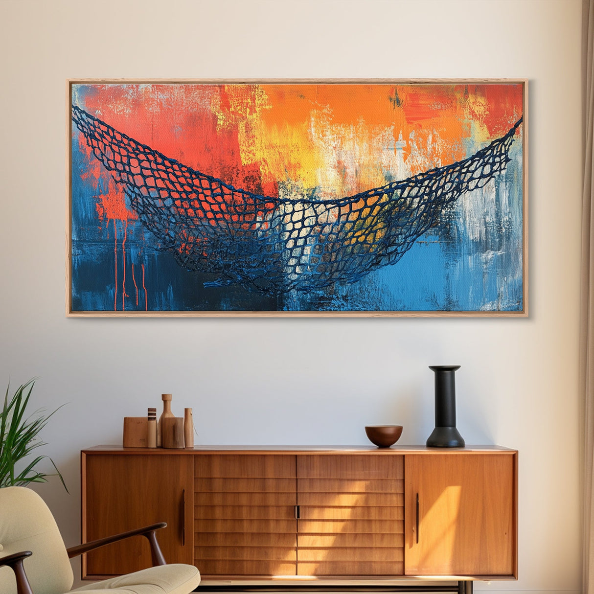Fisherman’s Net, nautical decor, textured art, abstract painting, ocean painting, southwest wall art, Canvas Print, coastal painting
