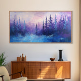 Forest at Dusk, Moody Art, Pine Tree Art, Smoky Mountain Art, Framed Canvas Print, Landscape Painting, Extra Wide Art