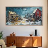 Abandoned Town Art, Rustic Decor, Moody Art, Western Landscape Art, Framed Canvas Print, Extra Wide Art, Farmhouse Art