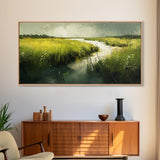 Marshland Landscape Art, nature painting, green wall art, botanical prints, landscape painting, framed canvas print, rustic decor