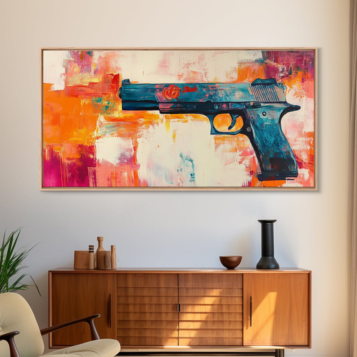 Graffiti wall art, framed canvas print, extra wide art, modern pop art, bold abstract painting, vibrant wall decor, contemporary art