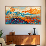 Surreal Abstract Art, phoenix metal art, geometric wall art, moody art, panoramic art, extra wide art, Framed Canvas Print