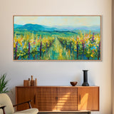 Vineyard Landscape, impressionist painting, framed canvas print, green wall art, farmhouse art, rustic decor, above bed wall art
