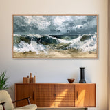 Stormy Ocean, Seascape Painting, Nautical Painting, Coastal Landscape Art, Horizontal Wall Art, Canvas Print, Rustic Decor