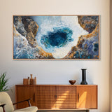 Ocean Abyss, oyster painting, abstract coastal art, framed canvas print, nautical wall art, extra wide art, blue wall art