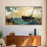 Shipwreck Painting, nautical painting, coastal wall art, moody art, fisherman painting, original painting, framed canvas print
