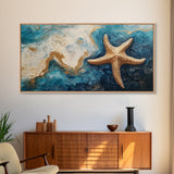 Starfish Painting, Coastal Wall Art, Ocean Art, Framed Canvas Print, Nautical Decor, Beach House Art, Blue and Green Wall Art