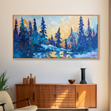 Pine trees, winter landscape, moody forest, framed canvas print, pine tree art, smoky mountain art, rustic wall art