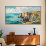 Ireland Painting, Coastal Cliffs, Ocean Landscape, Canvas Print, Nautical Wall Art, Coastal Landscape Art, Above Couch Art