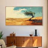 Windblown Tree, Desert Landscape, Southwest Wall Art, Canvas Print, Moody Art, Rustic Wall Art, Wabi Sabi Art, Panoramic Art