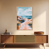 Coastal Landscape Art, Seascape Painting, Beach Dunes Art, Ocean View, Nautical Decor, Coastal Decor, Framed Canvas Print