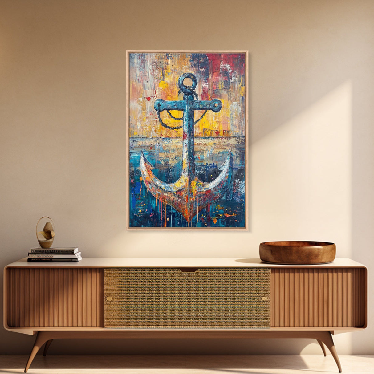 Nautical Anchor, Coastal Wall Art, Rustic Ocean Painting, Nautical Decor, Coastal Cowgirl Wall Art, Canvas Print, Gift Idea