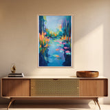 Water Lily Painting, Impressionist Landscape, Tranquil Pond Art, Botanical Prints, Nature Wall Art, Canvas Print