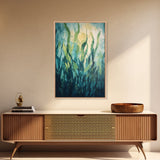 Underwater Kelp Forest, Coastal Landscape Art, Teal Wall Art, Nautical Decor, Nature Inspired Art, Wabi Sabi Art, Canvas Print