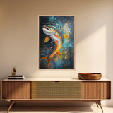 Vibrant Trout Art, Fly Fishing Art, Lake Tahoe Art, Rustic Wall Art, Nature Inspired Decor, Fisherman Gift, Canvas Print