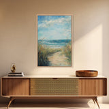 Beach Path, Coastal Decor, Nautical Wall Art, Seascape Painting, Canvas Print, Rustic Art, Above Bed Wall Art, Minimalist Art