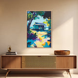 Tropical House, Hawaii Art, Coastal Cowgirl Wall Art, Palm Tree Painting, Coastal Landscape Art, Canvas Print, Living Room Art